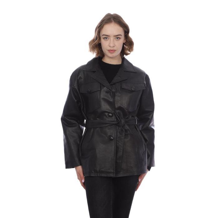 Buy 3/4 Length Belted Jacket for women 810- Family Leather