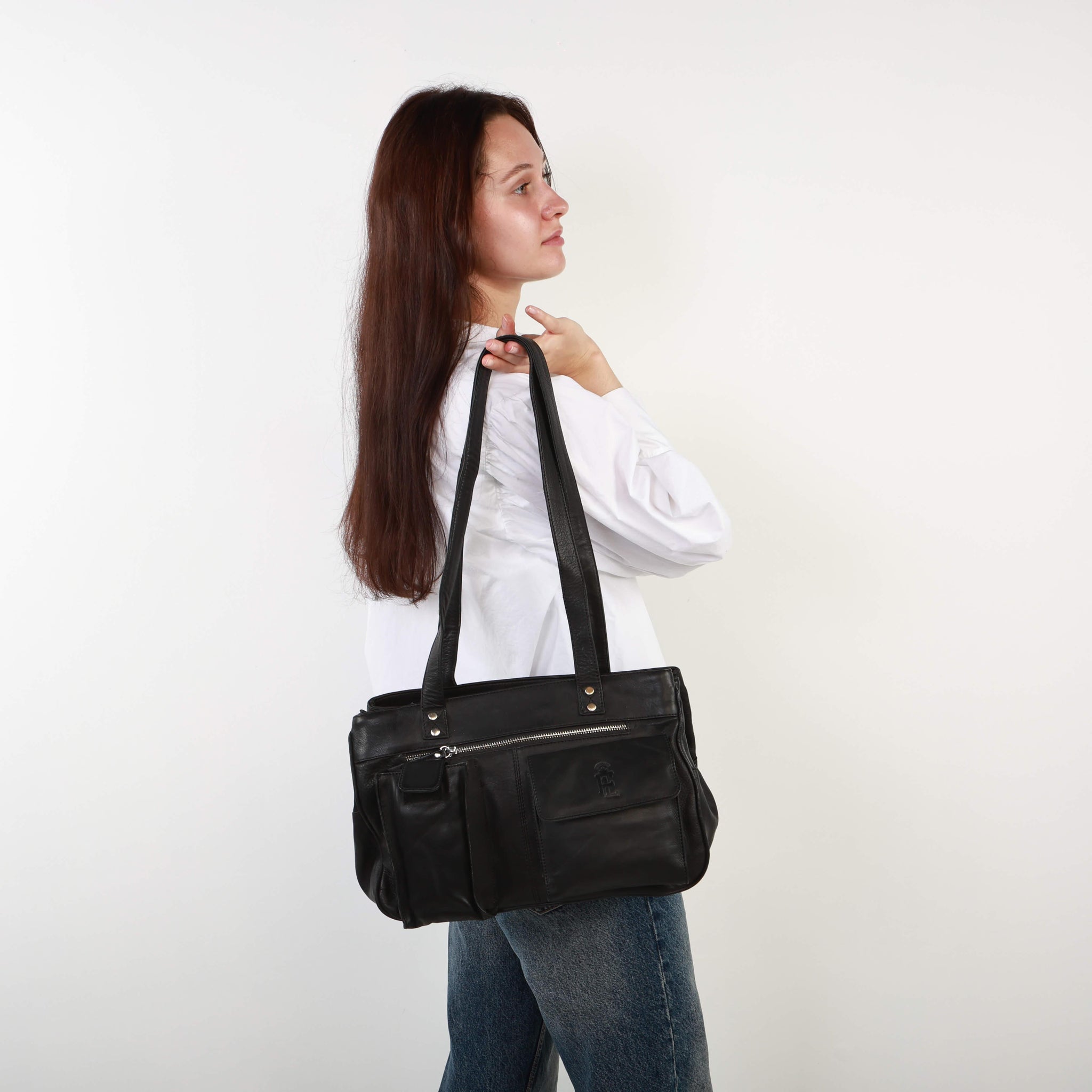Buy Black 3 Zip Compartment Handbag for women - Leather Bags and ...