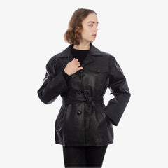 Buy 3/4 Length Belted Jacket for women 810- Family Leather