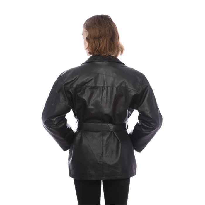 Buy 3/4 Length Belted Jacket for women 810- Family Leather