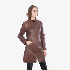 Buy Ladies 3/4 length Zip Up for women 1367-BRWN- Family Leather