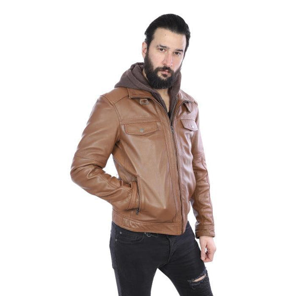 Leather Jacket With Hood