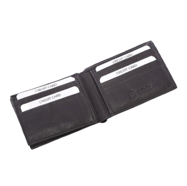 Mens Leather Wallet Trifold Blk