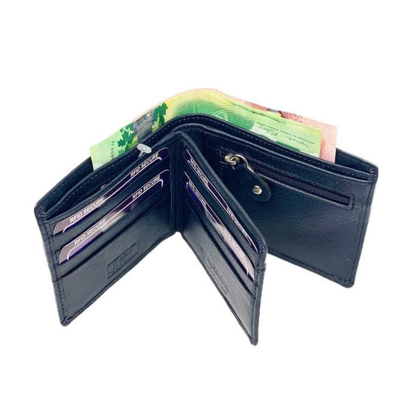 Single Flap RFID Wallet With ID Pocket and Coin Purse