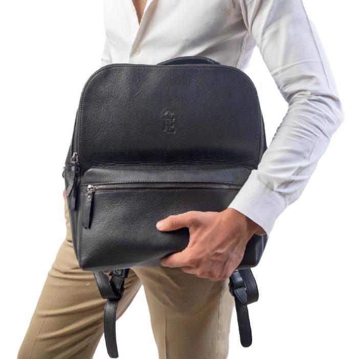 bleecker traveler backpack in leather and suede Shop Traveler's Leather Backpack - SKU: LBP-3229B-BLK