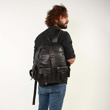 Leather college backpack on sale