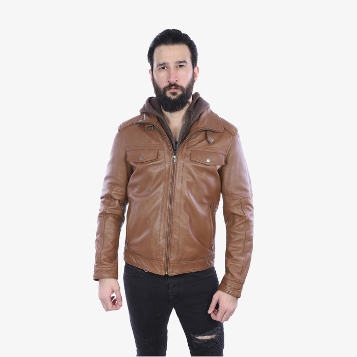 Leather Jacket With Hood